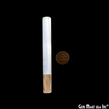 Selenite Wand, White and Orange Natural Selenite, Crystal Healing Stock, Home dacor Accent, 4 inch, GemMartUSA (NI-14309)