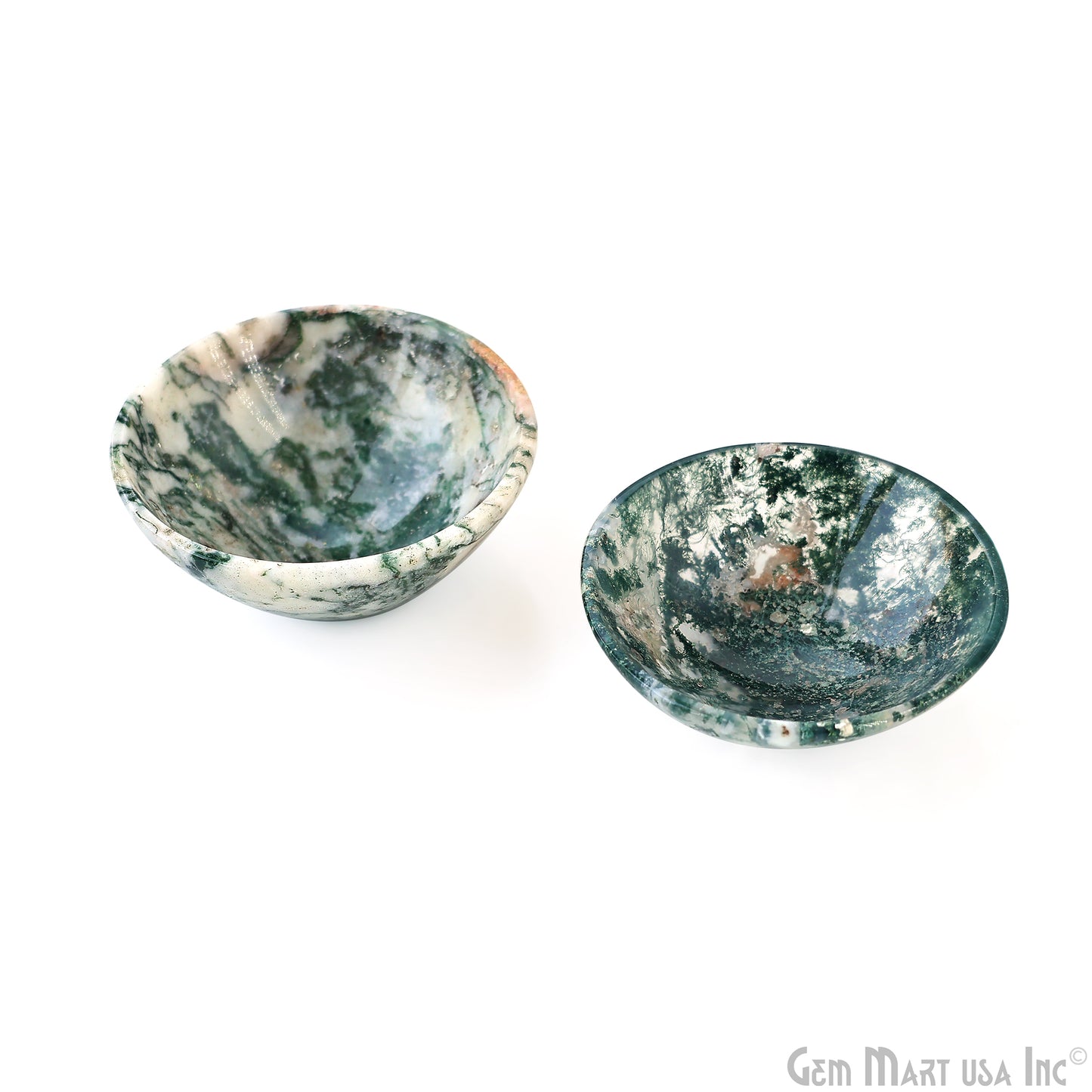 Natural Moss Agate Mini Carved Gemstone Bowl Cup 2 inch