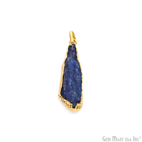 Kyanite Free Form 37x11mm Gold Electroplated Gemstone Single Bail Pendant