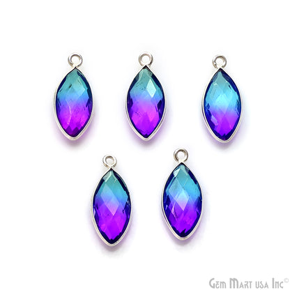 Doublet Aura Quartz 8x16mm Marquise Single Bail Silver Bezel Connector