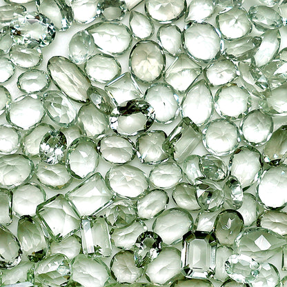 Green Amethyst Wholesale Gemstones, 100% Natural Semi-Precious Gems, Green Faceted Loose Gems, 4-8mm, Mixed, 50 Carats