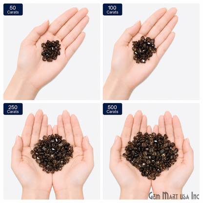 Smoky Topaz Wholesale Gemstones, 100% Natural Semi-Precious Gems, Brown Faceted Loose Gems, 4-8mm, Mixed, 50 Carats