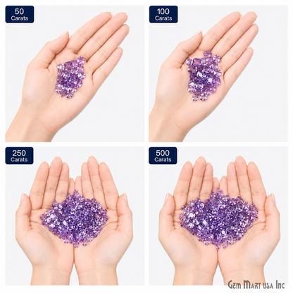Amethyst Wholesale Gemstones, 100% Natural Semi-Precious Gems, Purple Faceted Loose Gems, 4-8mm, Mixed, 50 Carats