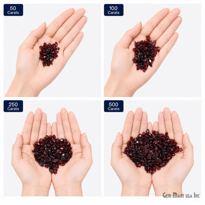 Garnet Wholesale Gemstones, 100% Natural Semi-Precious Gems, Red Faceted Loose Gems, 4-8mm, Mixed, 50 Carats