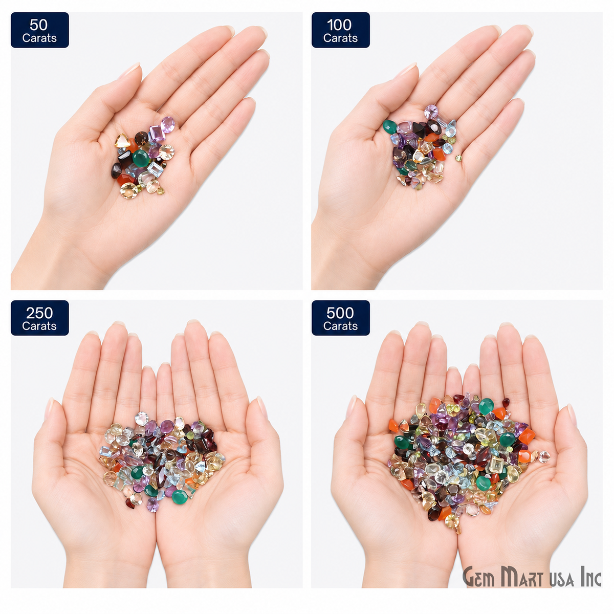 Wholesale Faceted Gemstones, 100% Natural Semi-Precious Gems,  Faceted Loose Gems, 4-8mm, Mixed, 50 Carats