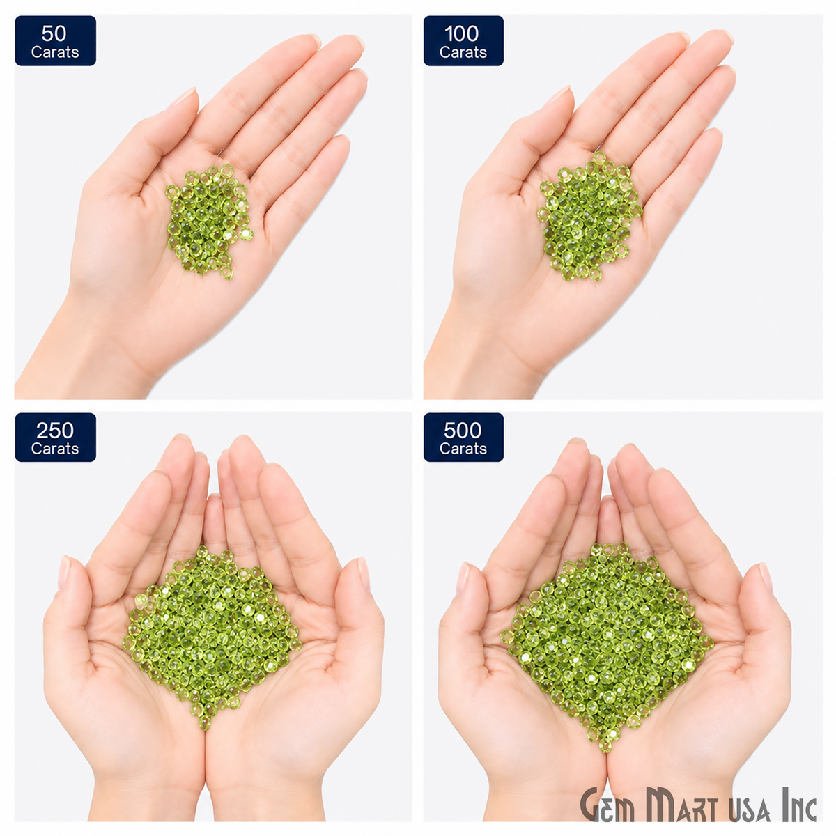 Peridot Wholesale Gemstones, 100% Natural Semi-Precious Gems, Green Faceted Loose Gems, 4-8mm, Mixed, 50 Carats