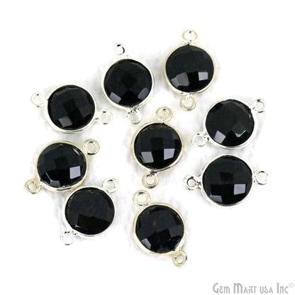 Round 10mm Double Bail Silver Plated Gemstone Bezel Connector