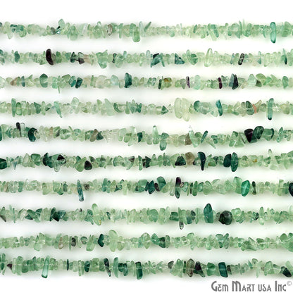 Fluorite Chip Beads, 34 Inch, Natural Chip Strands, Drilled Strung Nugget Beads, 3-7mm, Polished, GemMartUSA (CHFL-70001)