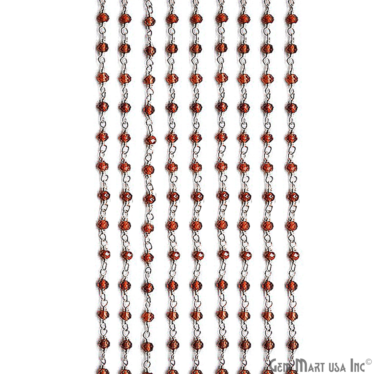 Garnet Silver Plated Wire Wrapped Gemstone Beads Rosary Chain