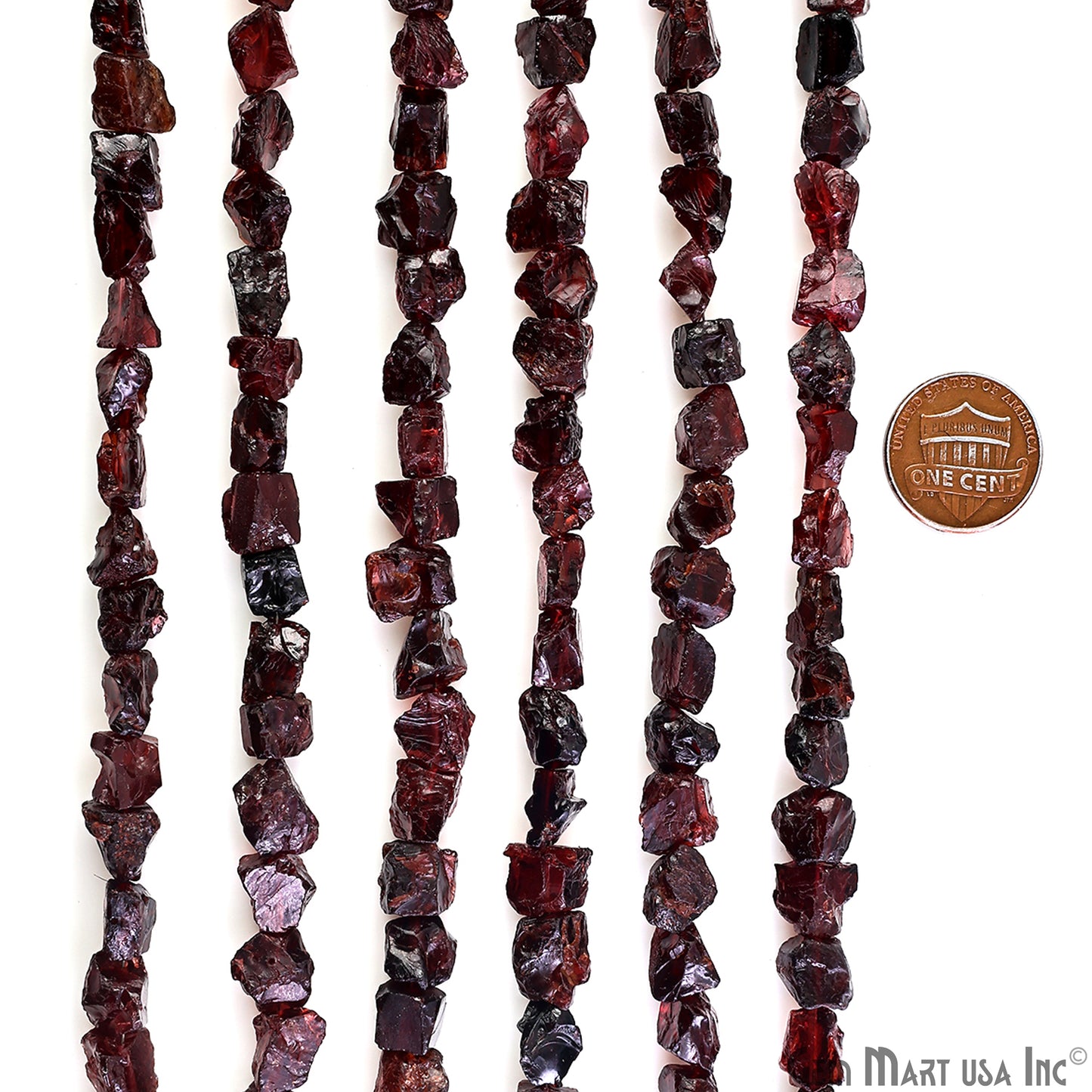 Garnet Rough Beads, 9 Inch Gemstone Strands, Drilled Strung Briolette Beads, Free Form, 7x5mm
