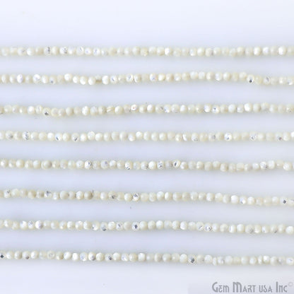 Mother of Freshwater Pearl Rondelle Beads, 12-13 Inch Gemstone Strands, Drilled Strung Nugget Beads, Faceted Round, 2-2.5mm