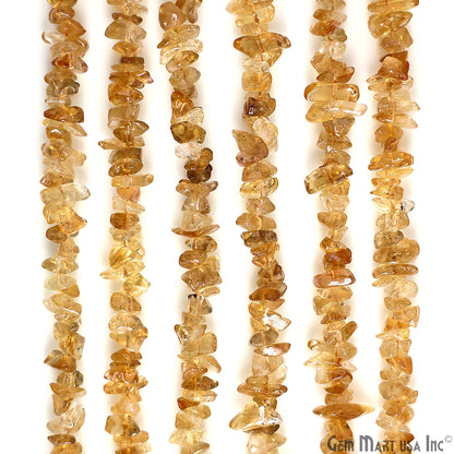 Citrine Chip Beads, 34 Inch, Natural Chip Strands, Drilled Strung Nugget Beads, 3-7mm, Polished, GemmartUSA (CHCI-70001)
