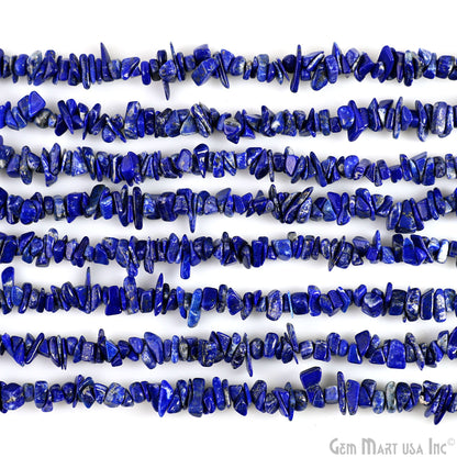 Lapis Chip Beads, 34 Inch, Natural Chip Strands, Drilled Strung Nugget Beads, 3-7mm, Polished, GemMartUSA (CHLP-70001)