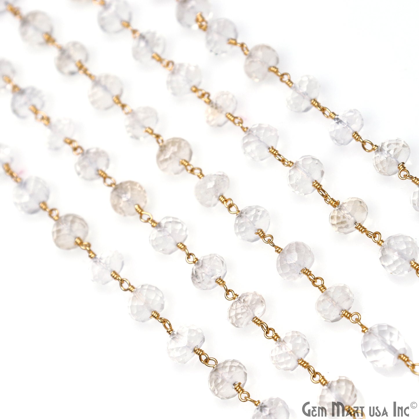 Golden Rutilated Gold Plated Wire Wrapped Beads Rosary Chain