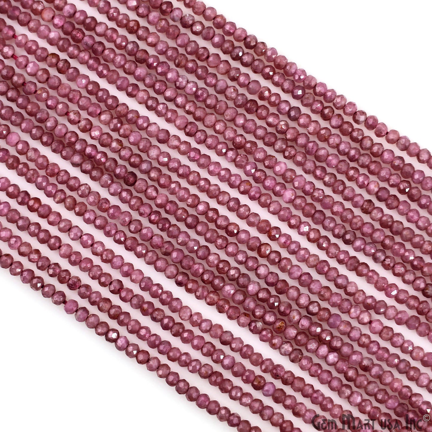 Pink Tourmaline Rondelle Beads, 12-13 Inch Gemstone Strands, Drilled Strung Nugget Beads, Faceted Round, 3mm