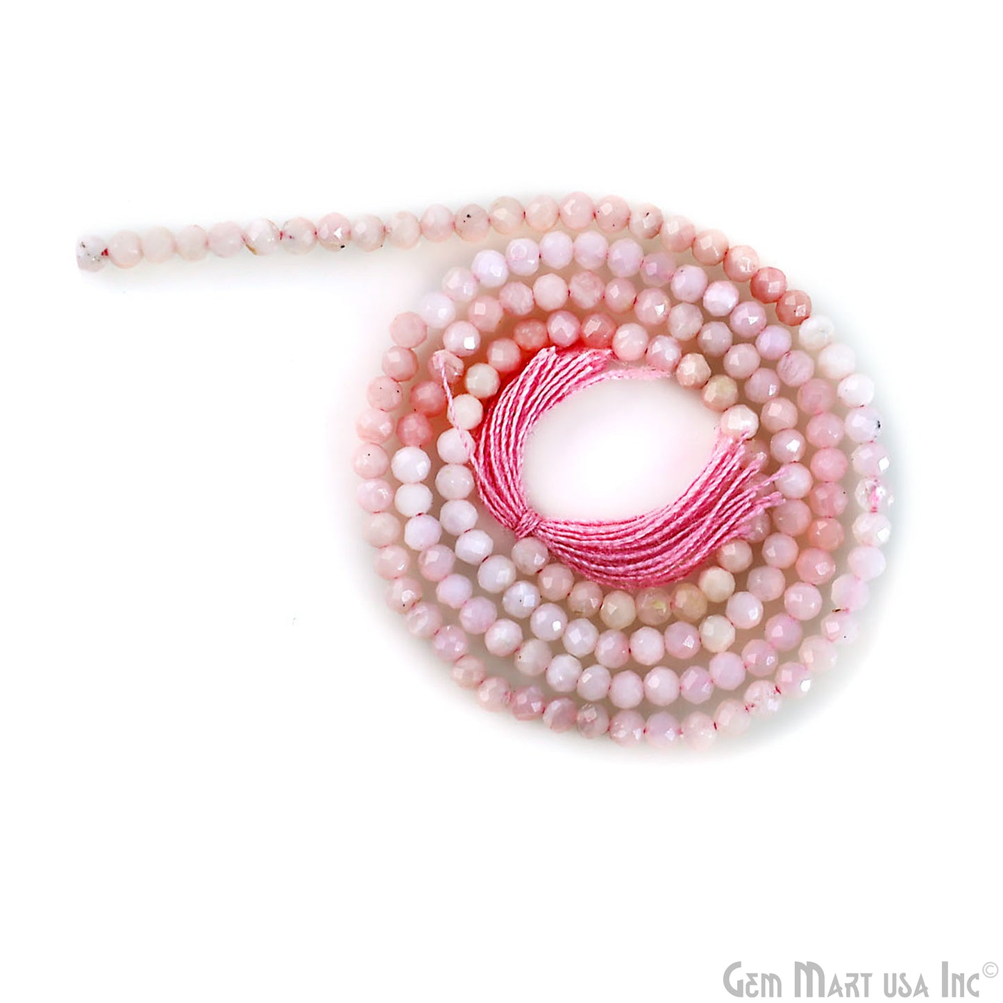 Pink Opal Rondelle Beads, 12-13 Inch Gemstone Strands, Drilled Strung Nugget Beads, Faceted Round, 2-2.5mm