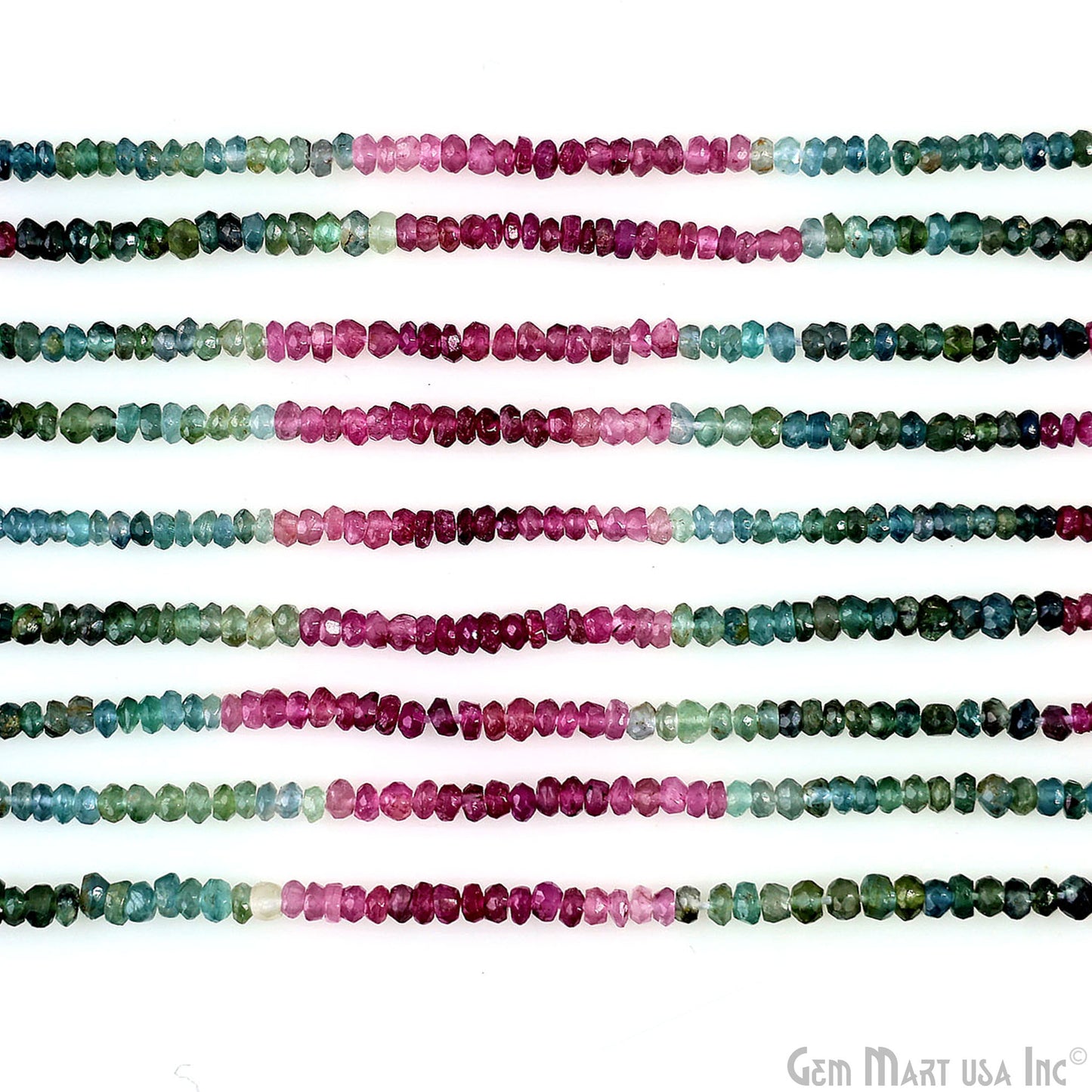 Multi Tourmaline Rondelle Beads, 13 Inch Gemstone Strands, Drilled Strung Nugget Beads, Faceted Round, 2.5-3mm