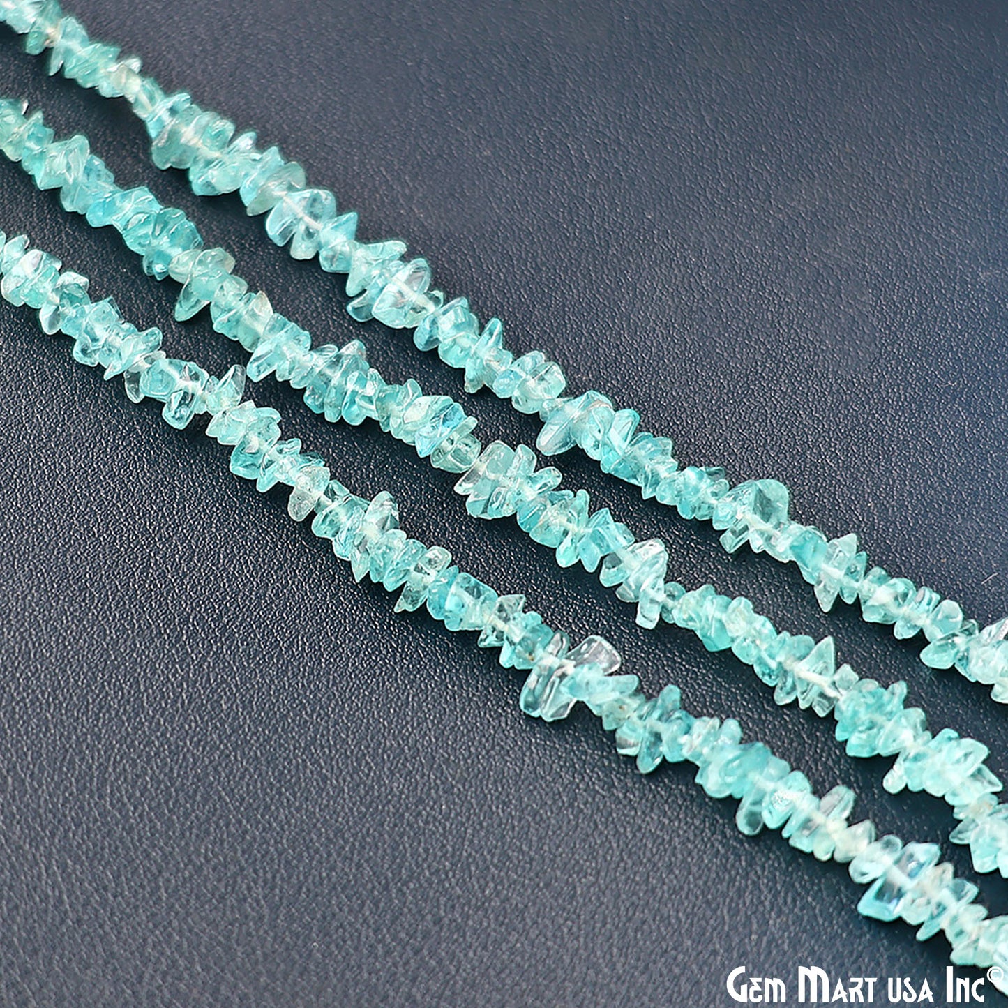 Apatite Chip Beads, 34 Inch, Natural Chip Strands, Drilled Strung Nugget Beads, 3-7mm, Polished, GemMartUSA (CHAP-70001)