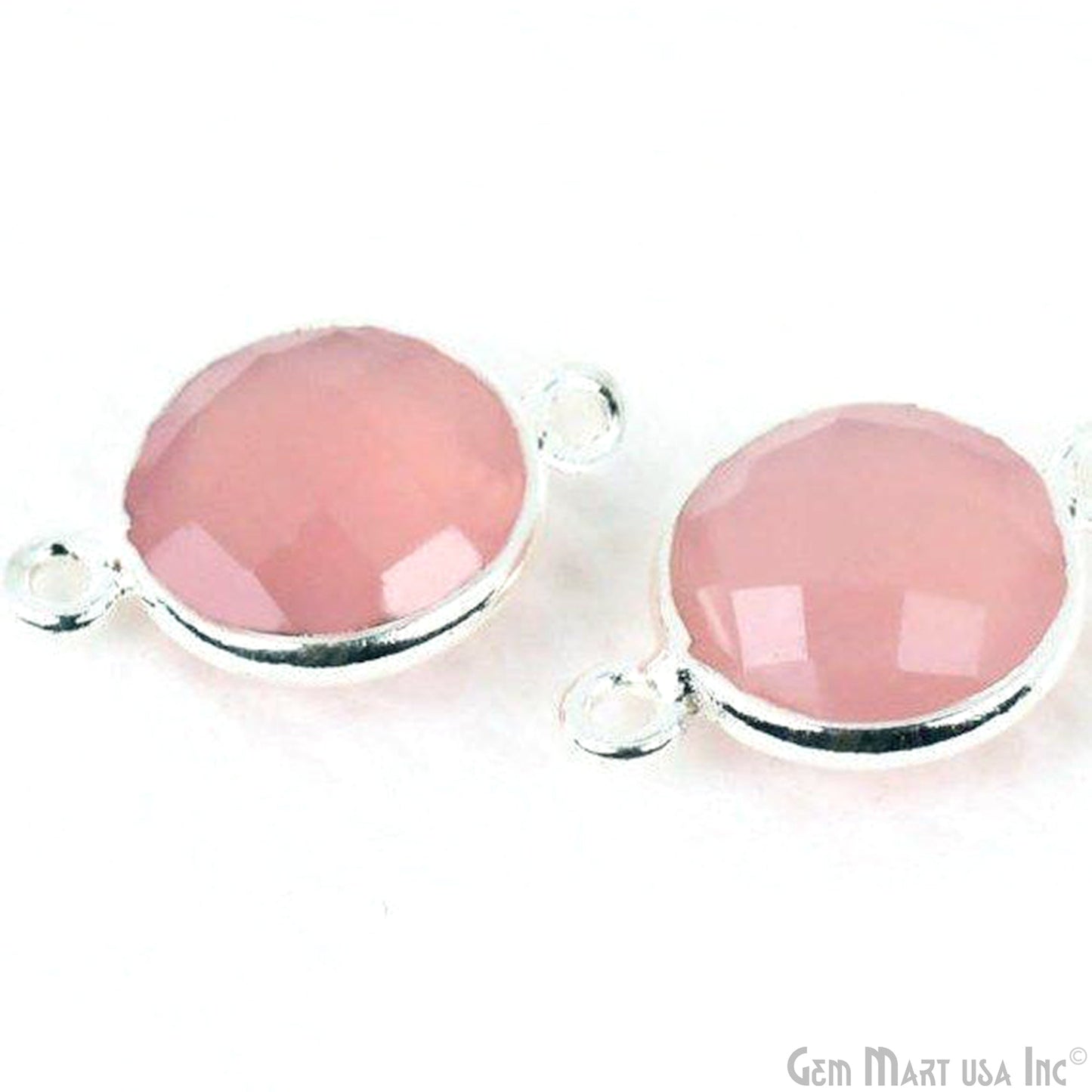Round 10mm Double Bail Silver Plated Gemstone Bezel Connector