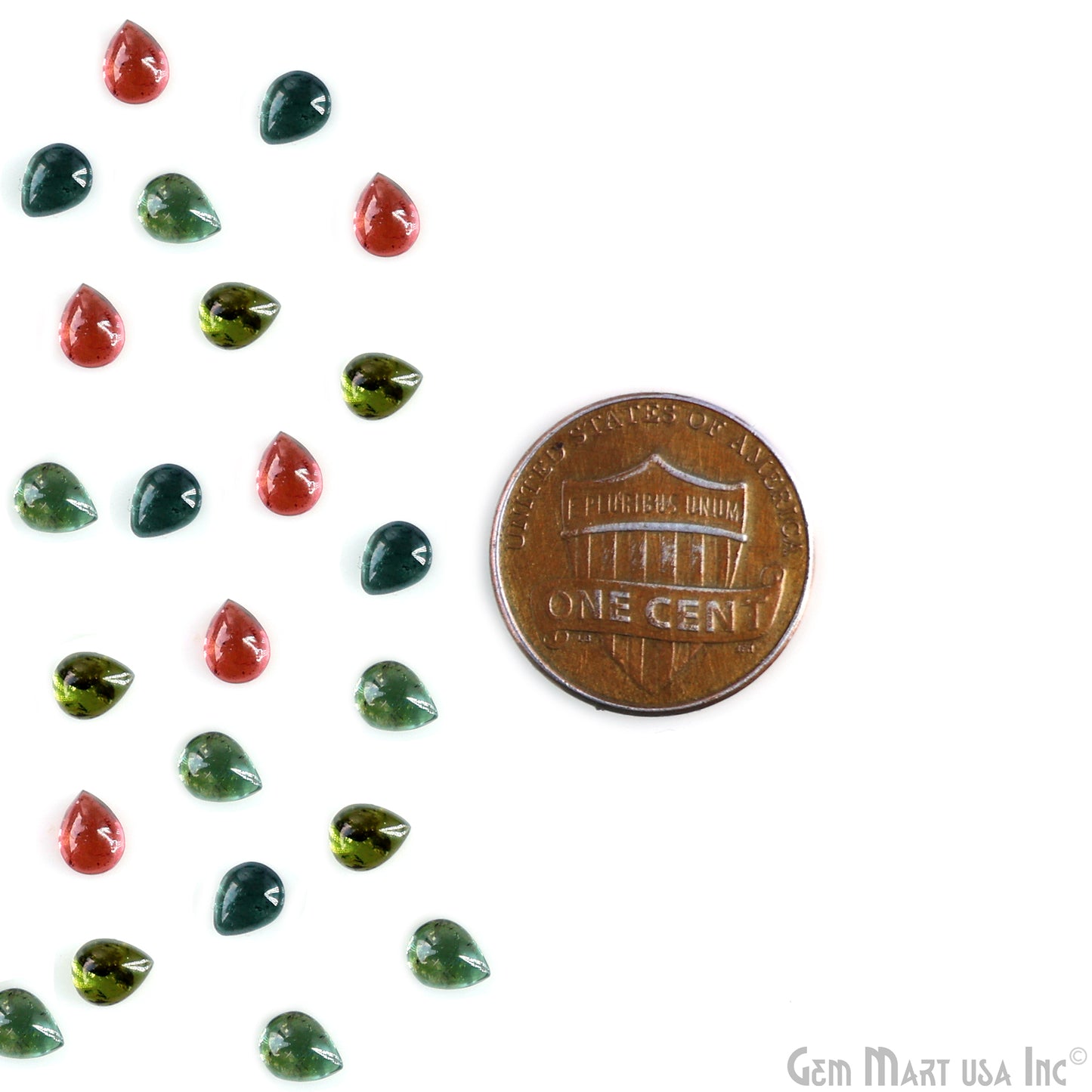 Multi Tourmaline Wholesale Gemstones, 100% Natural Semi-Precious Gems, Multi Color Cabochons Loose Gems, 6x4mm, Pear, 5 Carats