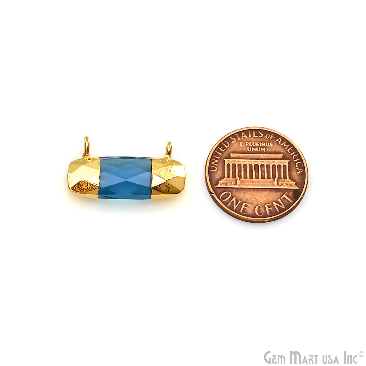Iolite Rectangle 21x11mm Gold Electroplated Cat Bail Connector