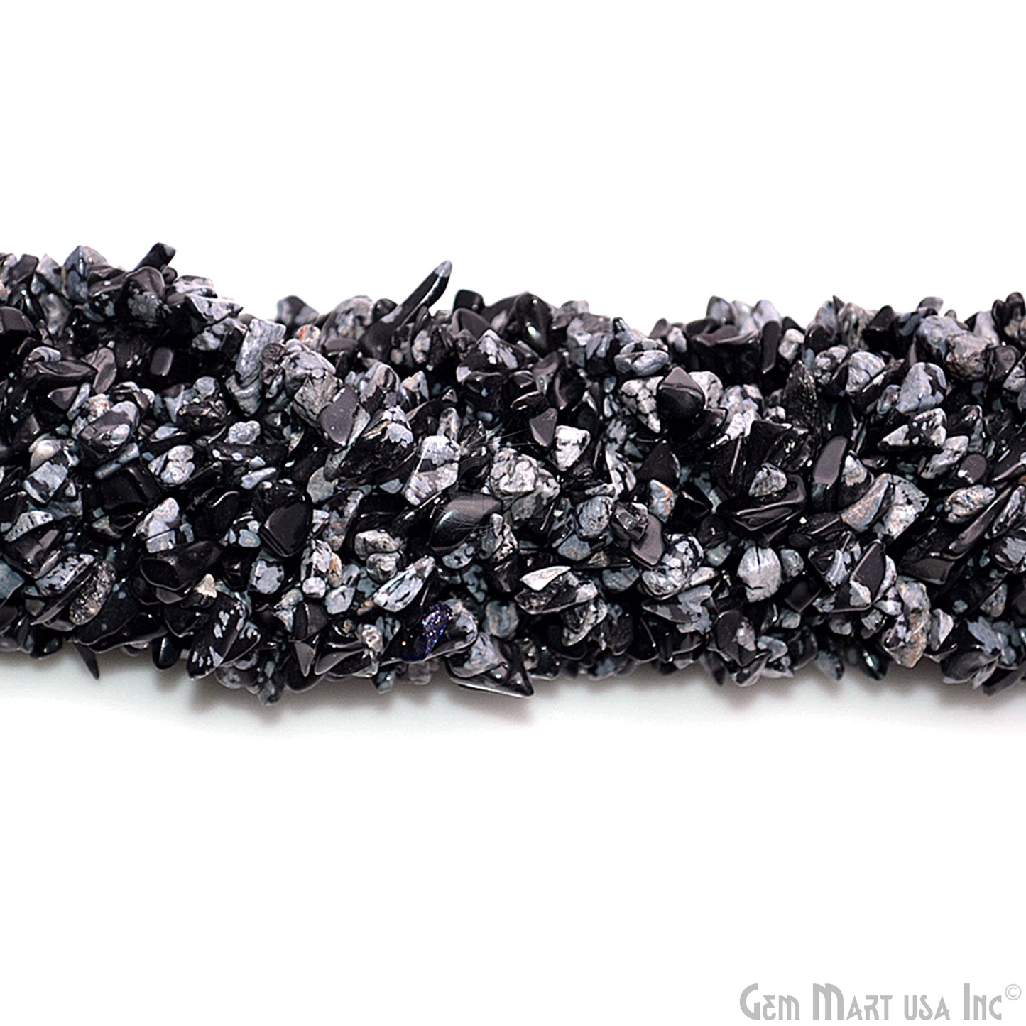 Black Obsidian Chip Beads, 34 Inch, Natural Chip Strands, Drilled Strung Nugget Beads, 3-7mm, Polished, GemmartUSA (CHBO-70001)