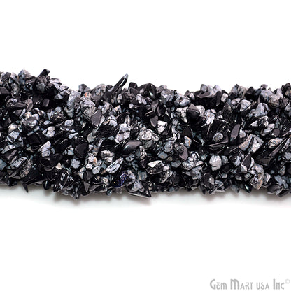 Black Obsidian Chip Beads, 34 Inch, Natural Chip Strands, Drilled Strung Nugget Beads, 3-7mm, Polished, GemmartUSA (CHBO-70001)