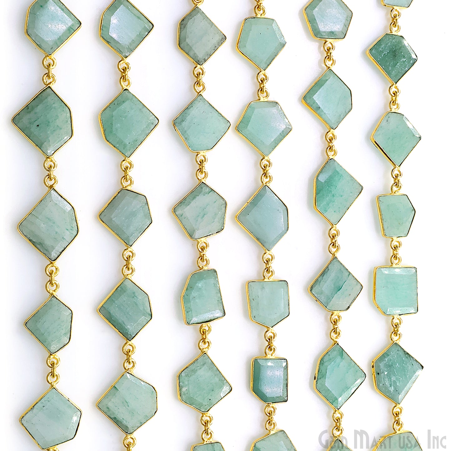 Aventurine 15mm Up Faceted Free Form Gold Plated Bezel Connector Link Chain