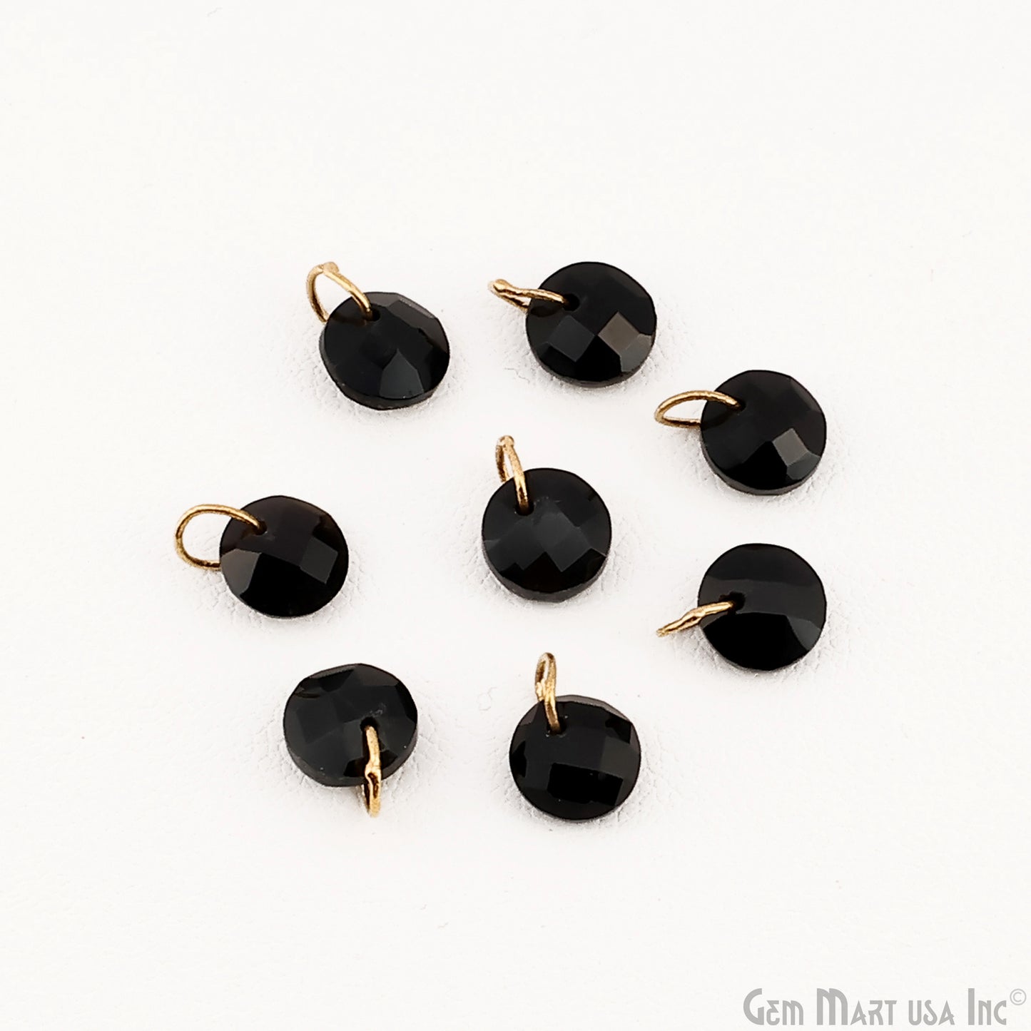 Round Faceted 8x6mm Gold Plated Single Bail Wire Loop Glass Stone Pendant Connector Charm