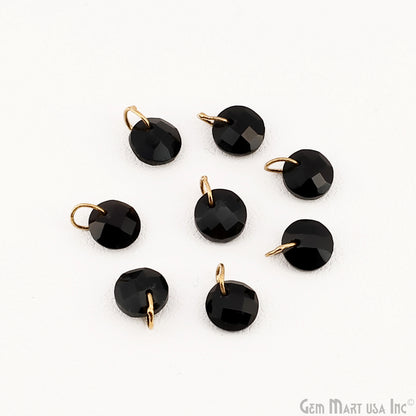 Round Faceted 8x6mm Gold Plated Single Bail Wire Loop Glass Stone Pendant Connector Charm