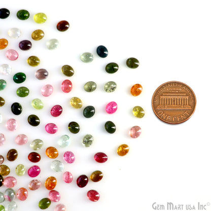 Multi Tourmaline Wholesale Gemstones, 100% Natural Semi-Precious Gems, Multi Color Cabochons Loose Gems, 5x6mm, Oval, 5 Carats