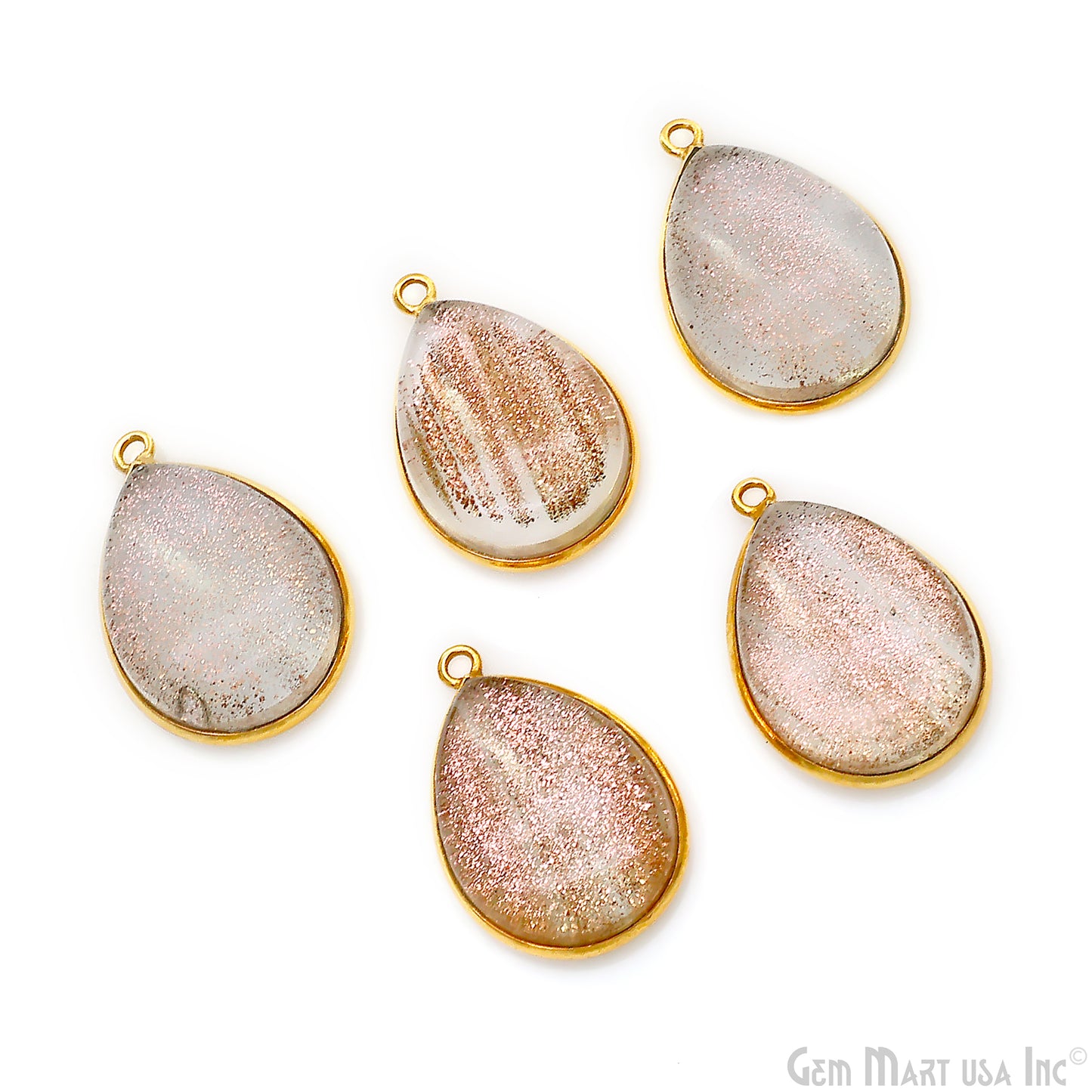 Copper Infused Cabochon 15x20mm Pears Gold Bezel Connector