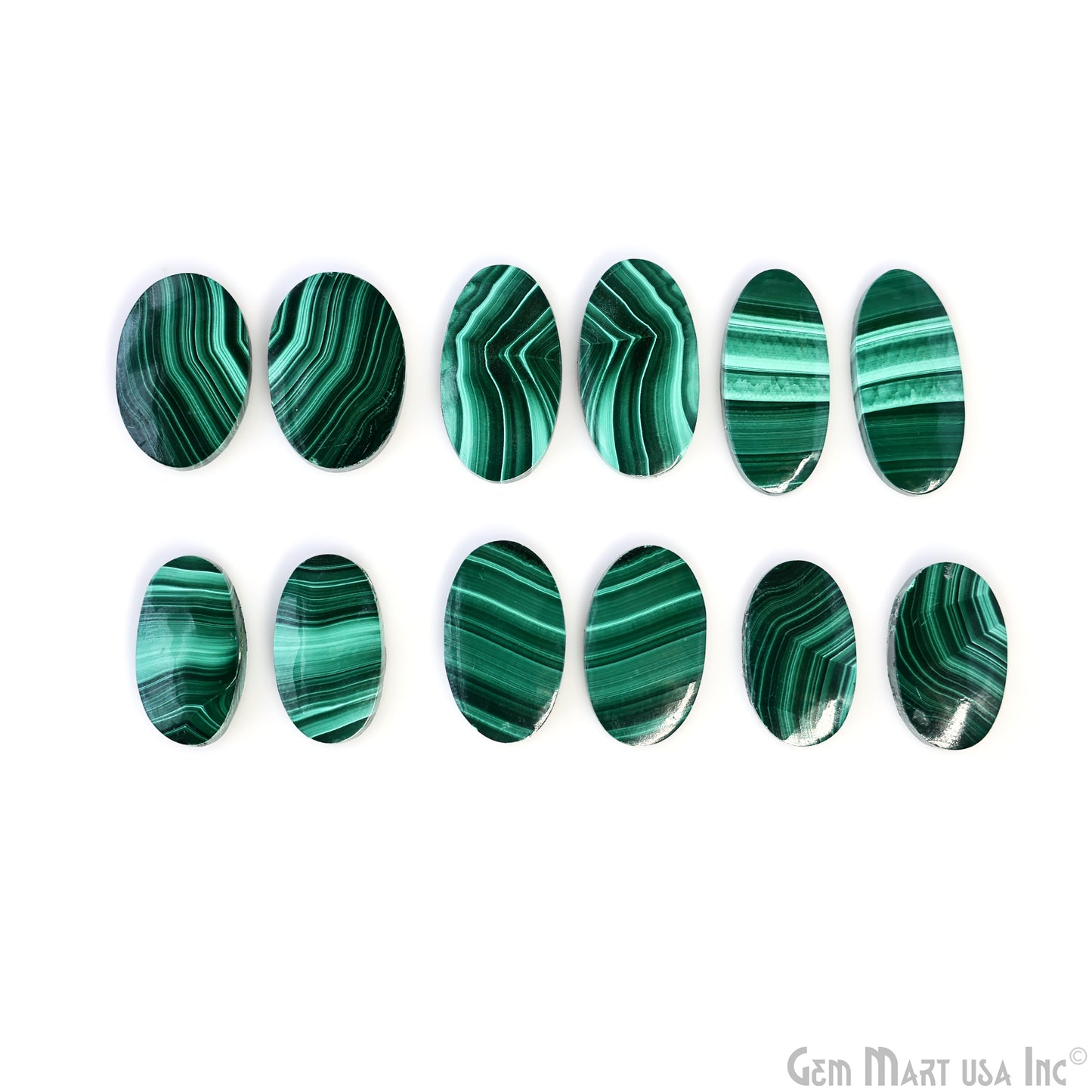 Malachite Oval Shape 28x13mm Loose Gemstone For Earring Pair