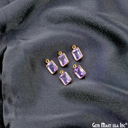 Amethyst Octagon 7x9mm Brilliant Cut Gold Plated Bezel Single Bail Gemstone Connector