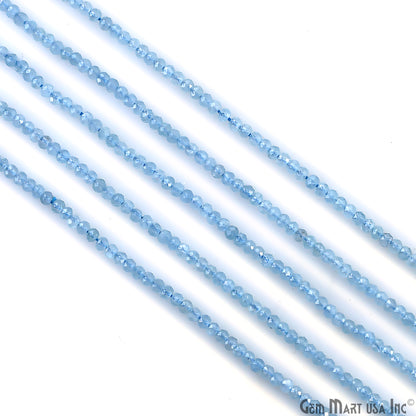 Blue Apatite Rondelle Beads, 12-13 Inch Gemstone Strands, Drilled Strung Nugget Beads, Faceted Round, 3mm