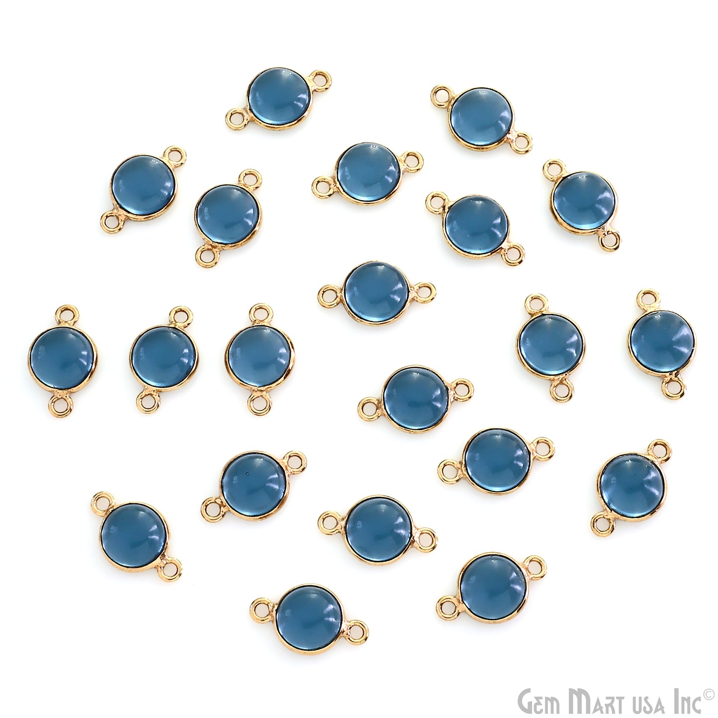 Round Shape 8mm Double Bail Gold Bezel Gemstone Cabochon Connector