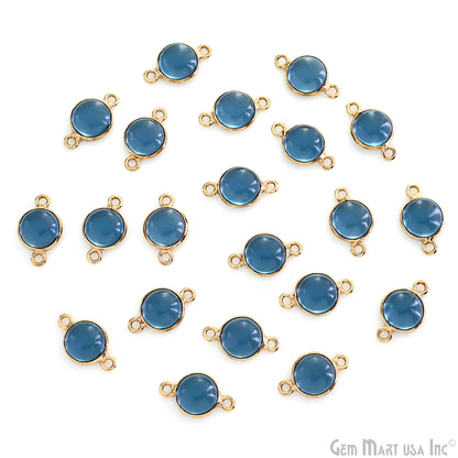 Round Shape 8mm Double Bail Gold Bezel Gemstone Cabochon Connector