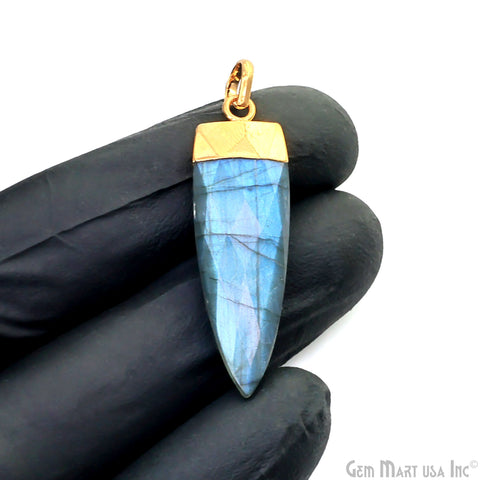 Labradorite Triangle 40x12mm Gold Single Bail Pendant