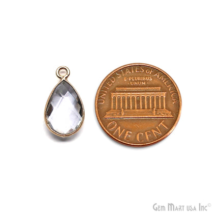 Pear Single Bail Gold Bezel 8x12mm Gemstone Connector