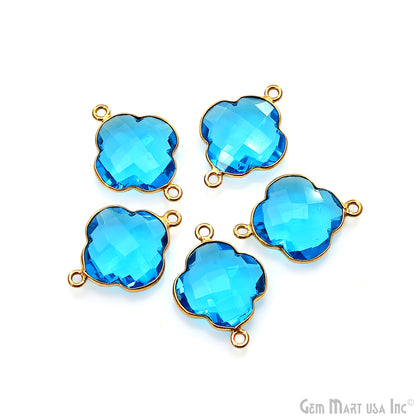 Clover 16x22mm Double Bail Gold Bezel Gemstone Connector