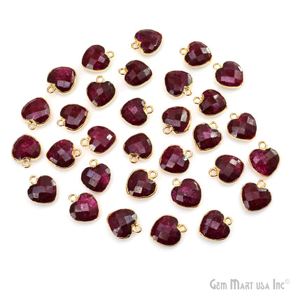 Heart Shape 13x12mm Gold Electroplated Single Bail Gemstone Connector Pendant