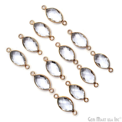 Gemstone Marquise 8x12mm Double Bail Gold Bezel Connector