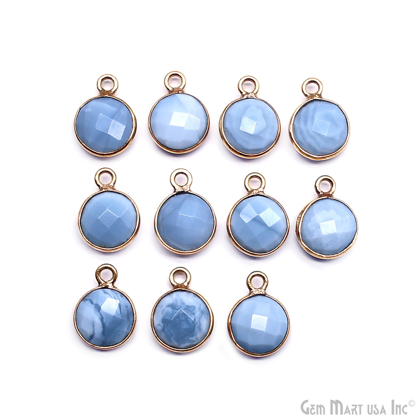 Round 8mm Single Bail Gold Plated Gemstone Bezel Connector