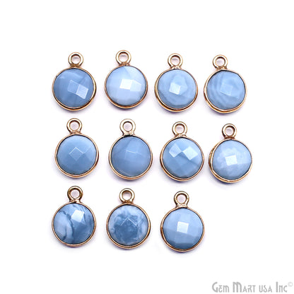Round 8mm Single Bail Gold Plated Gemstone Bezel Connector
