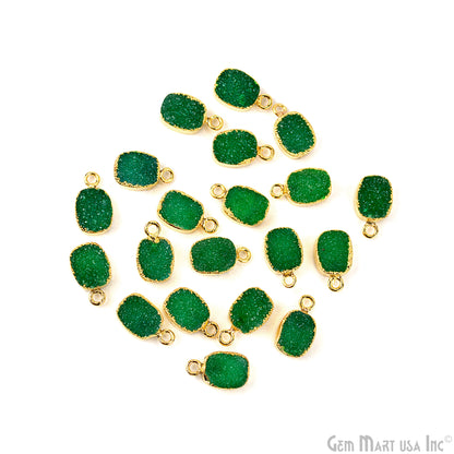 Gold Electroplated Druzy 8x10mm Octagon Single Bail Druzy Gemstone Connector