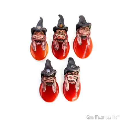 Pixie Carnelian Crystal Clay Pendant, Elfin Clay Pendant Necklace, Master Merlin Healing Pendant