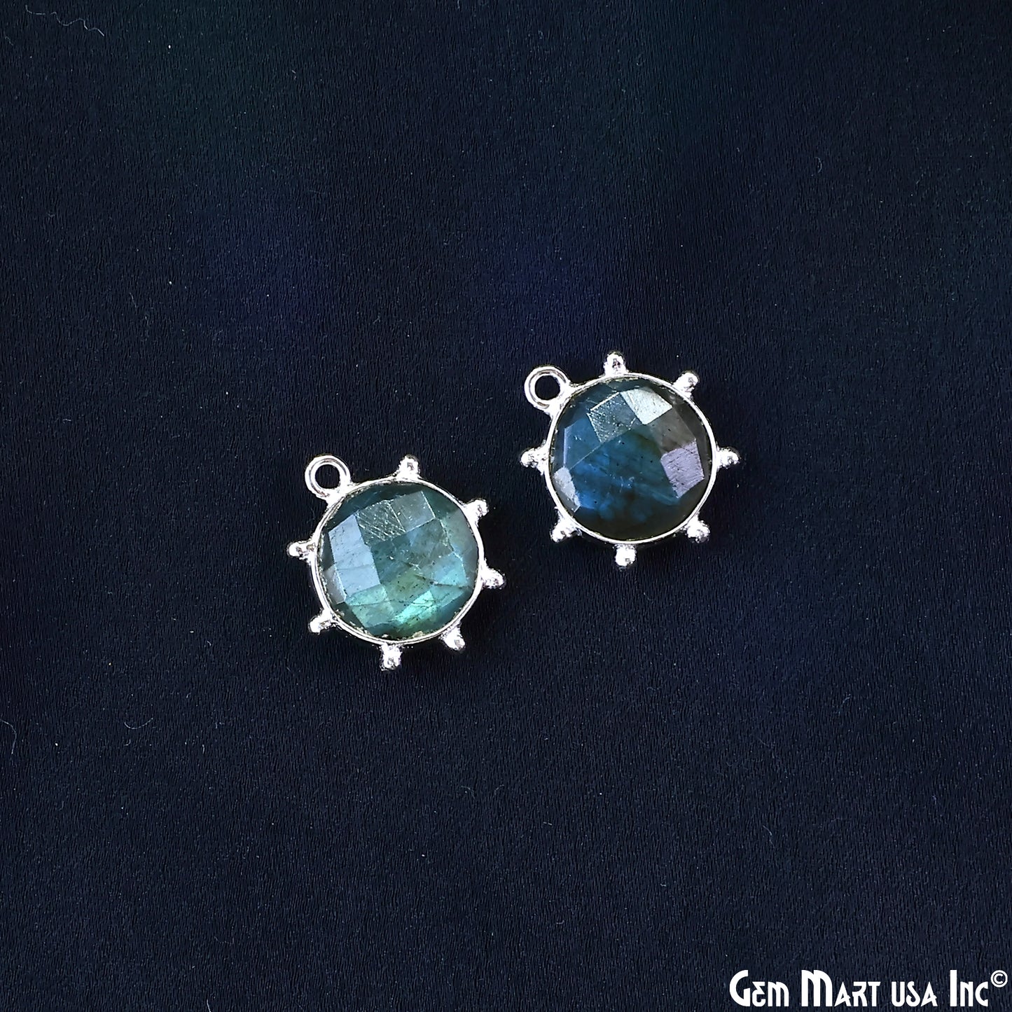 Round 17x15mm Design Bezel Silver Plated Single Bail Gemstone Connector
