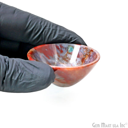 Natural Fancy Agate Mini Carved Gemstone Bowl Cup 2 inch