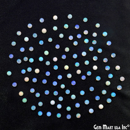 Ethiopian Opal Wholesale Gemstones, 100% Natural Precious Gems, White Cabochons Loose Gems, 5mm, Round, 10PC