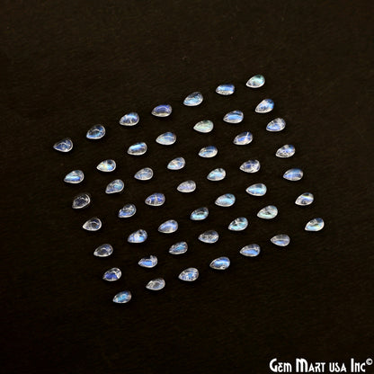 Rainbow Moonstone Wholesale Gemstones, 100% Natural Semi-Precious Gems, Rainbow Cabochons Loose Gems, 3x5mm, Pear, 5 Carats